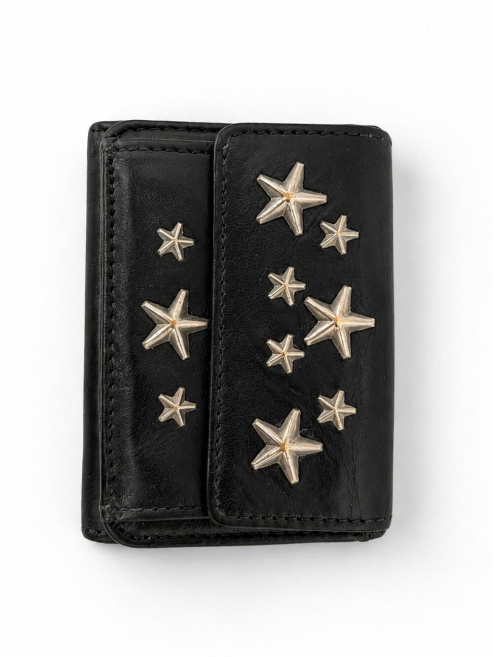 Jimmy Choo Nemo Black Leather Star-Studded Tri-Fold Wallet